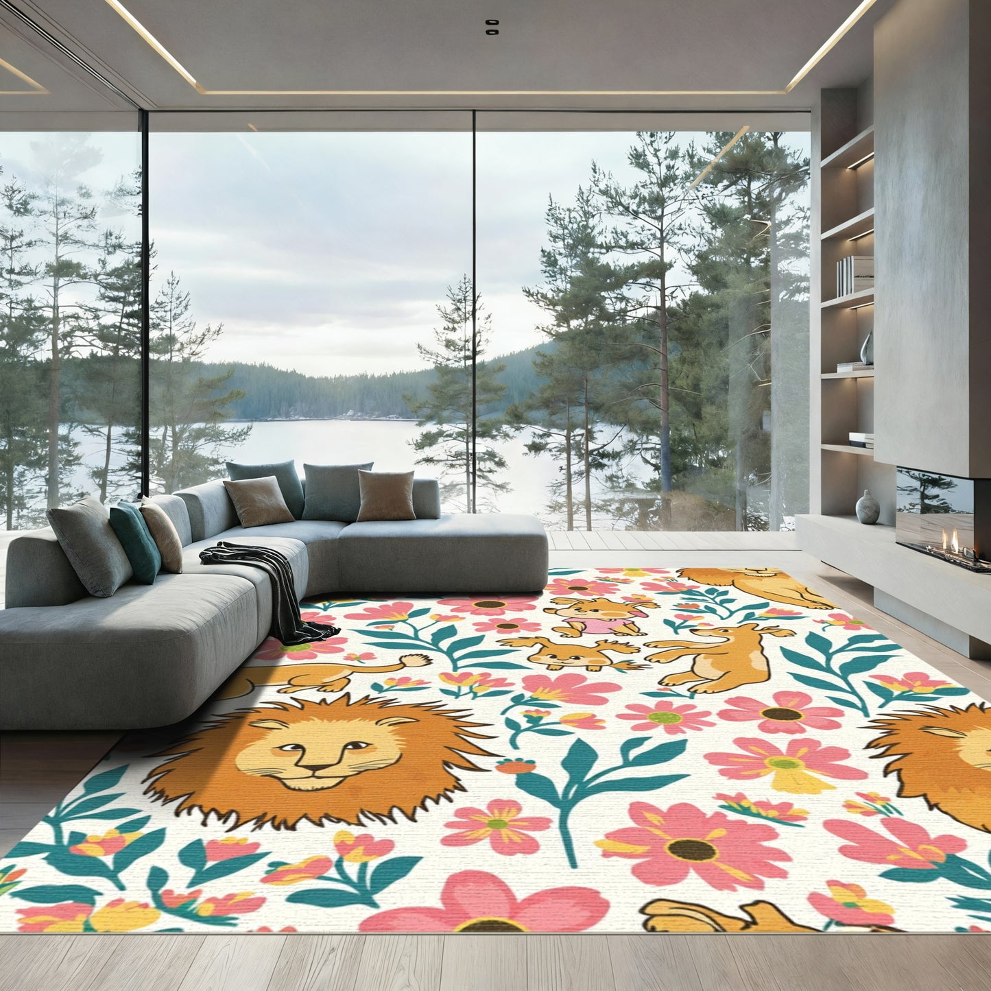 Whimsical Fauna Floral Garden Medley Rug