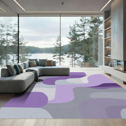 Purple and Gray Abstract Flow Rug