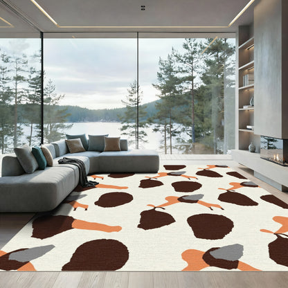 Abstract Earthy Tones Organic Shapes Rug