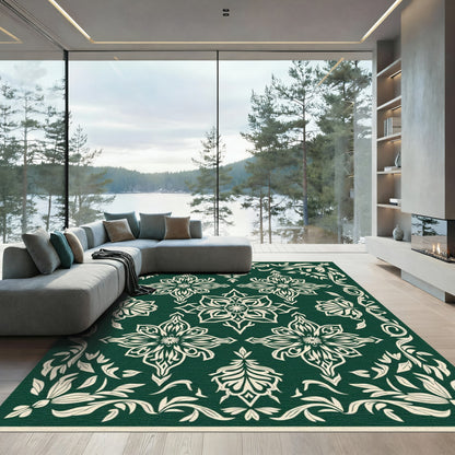 Emerald Green Floral Medallion Harmony Rug