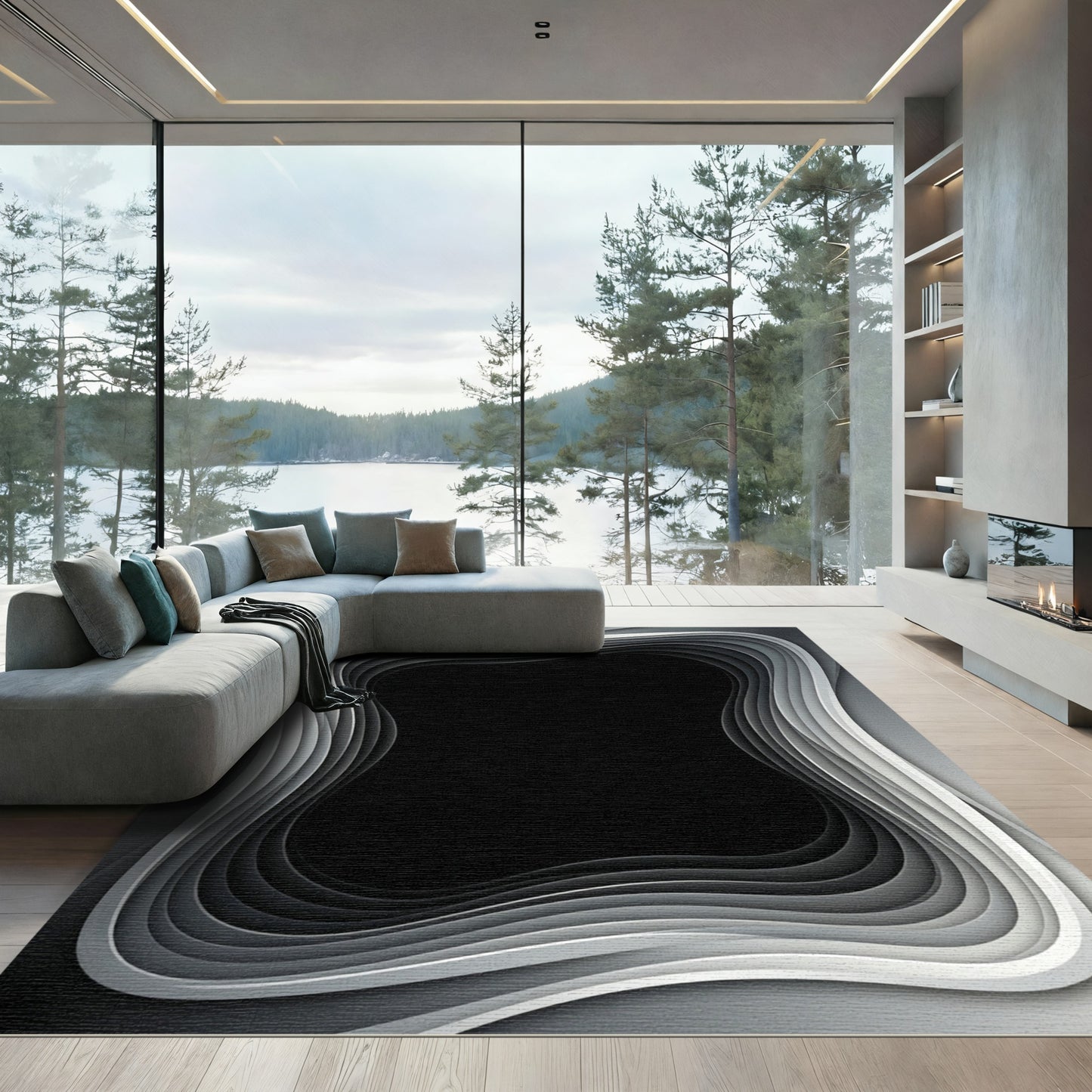 Monochromatic Gradient Layered Waves Rug