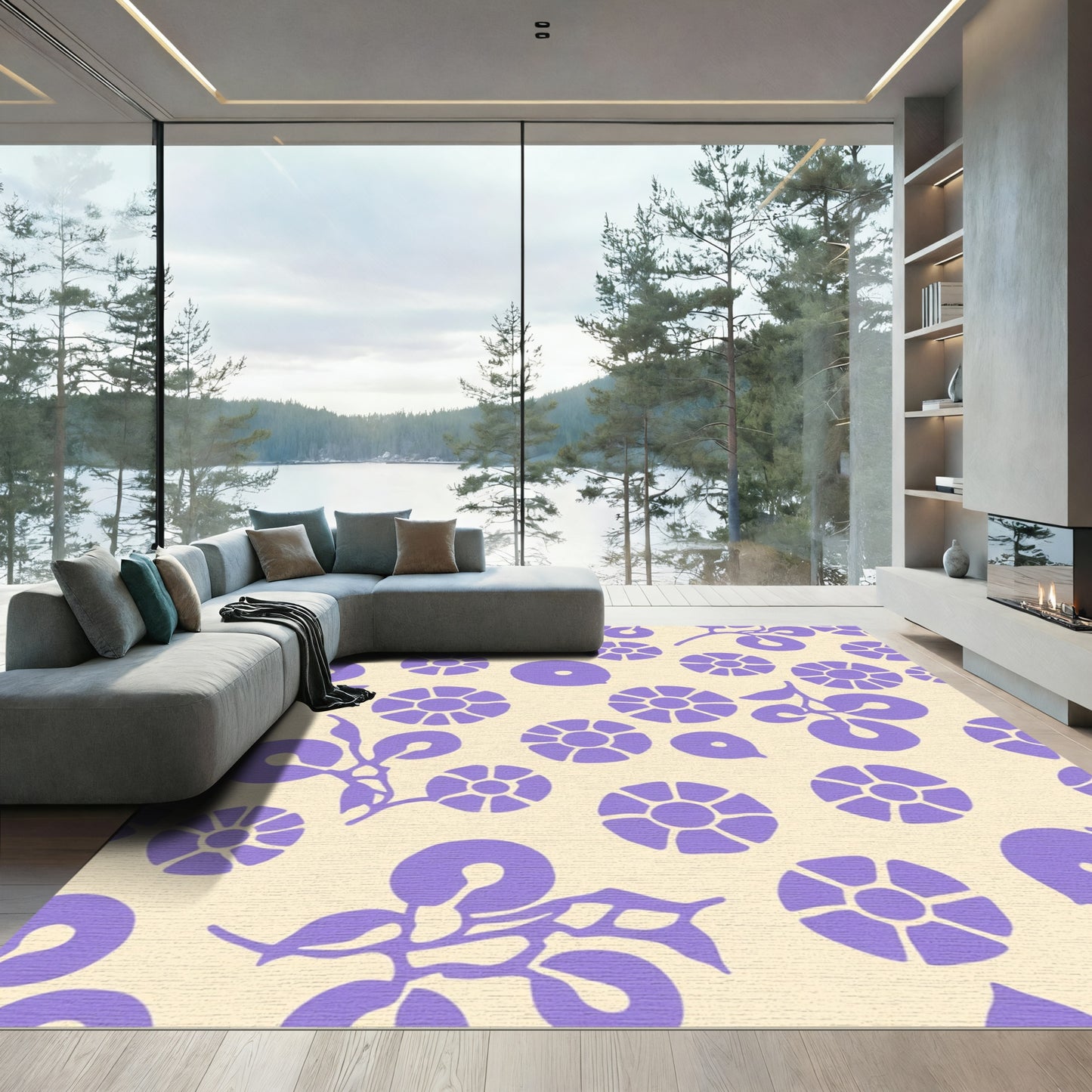 Delicate Lavender Floral Clusters Rug