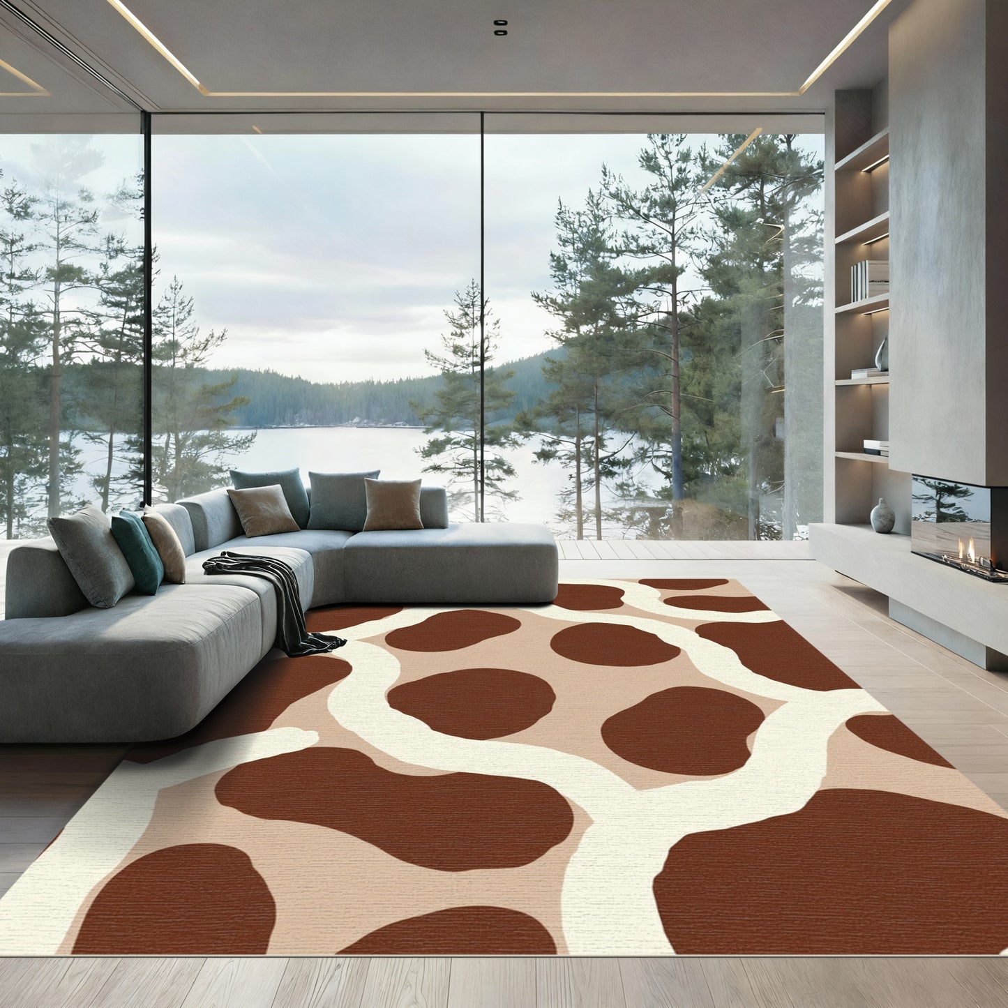 Earthy Tones Abstract Spots Rug