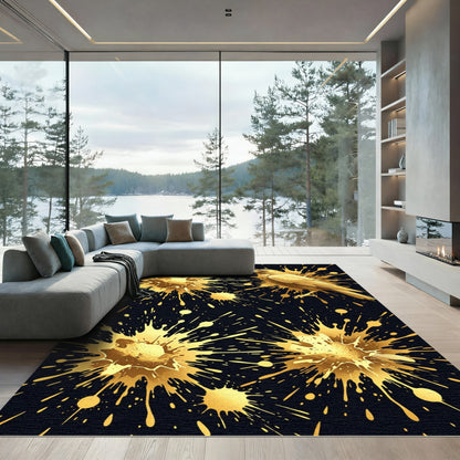 Golden Raven Splatter Explosion Rug