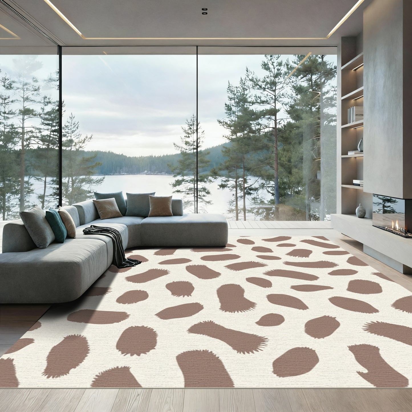 Brown Spot Animal Print Rug
