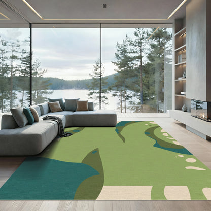 Green Abstract Organic Shapes Rug