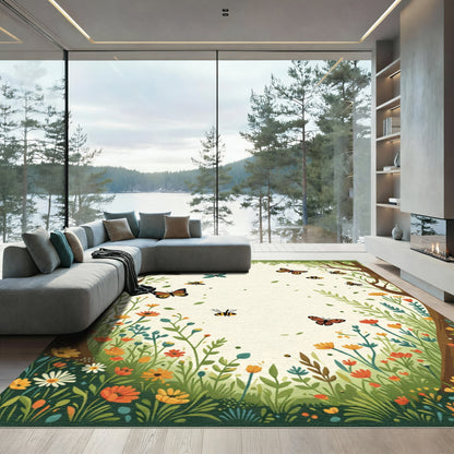 Whimsical Garden Butterflies And Bees Rug