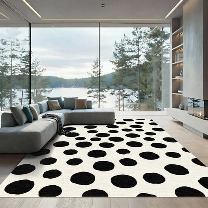 Black White Scattered Dot Rug