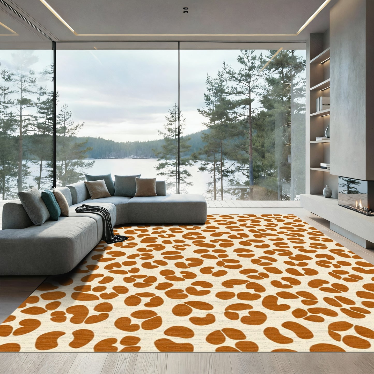 Brown Leopard Spot Organic Rug