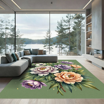 Floral Bouquet Cream Purple Peach Rug