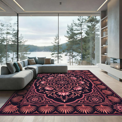 Rose Gold Lotus Floral Mandala Rug