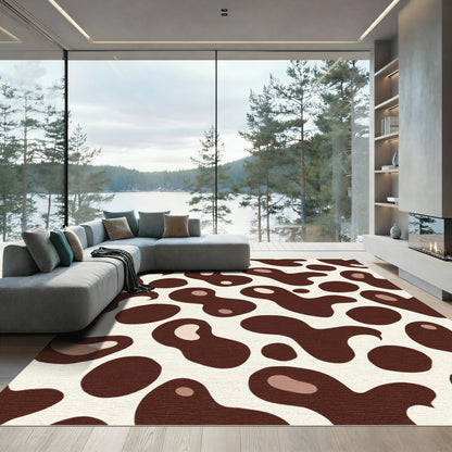 Brown White Blob Abstract Rug