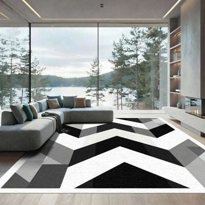 Monochromatic Chevron Block Rug
