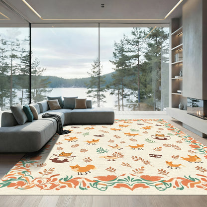 Autumn Woodland Animals Border Rug