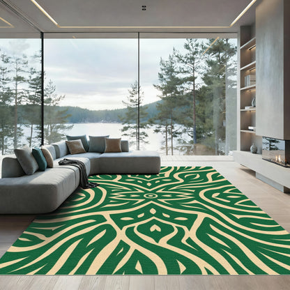 Emerald Green Abstract Organic Form Rug