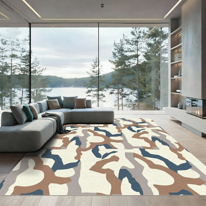 Earthy Woodland Camouflage Abstract Blocks Rug