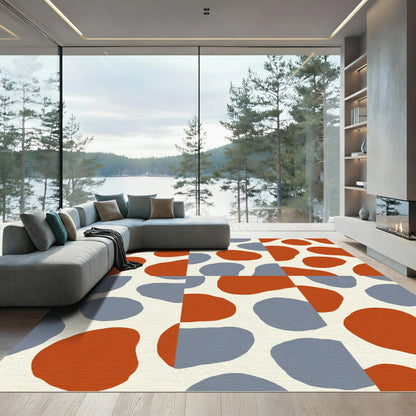 Modern Ochre Blue Organic Squares Rug