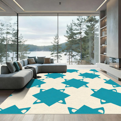 Teal Starburst Contemporary Geometric Rug
