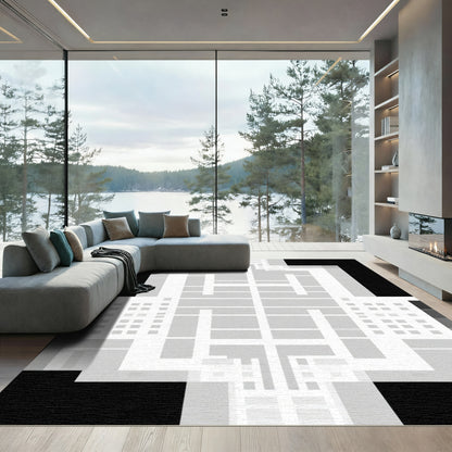 Monochrome Geometric Arch Building Rug