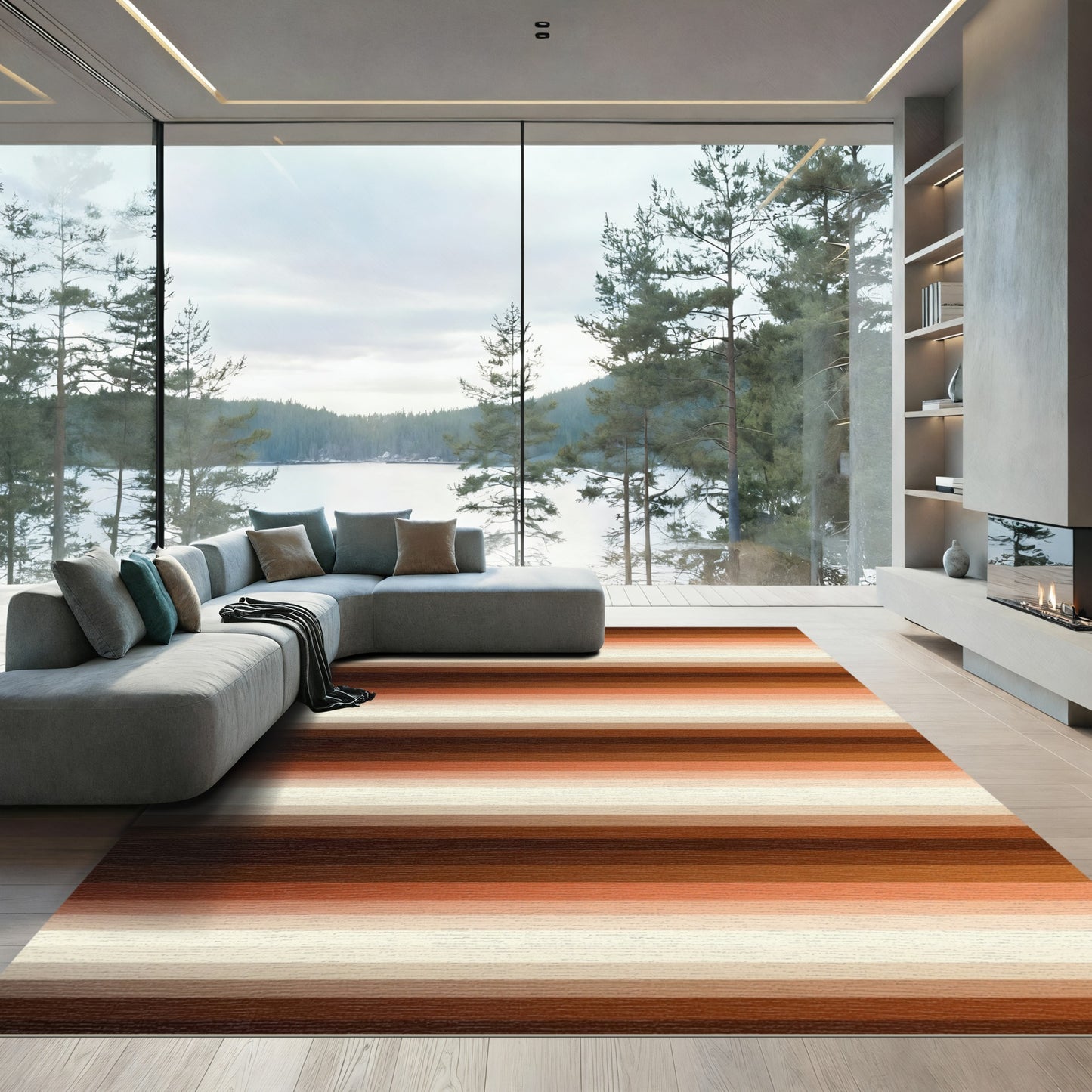Modern Earthy Gradient Linear Rug