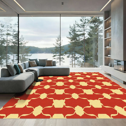 Crimson Yellow Ogee Lattice Rug
