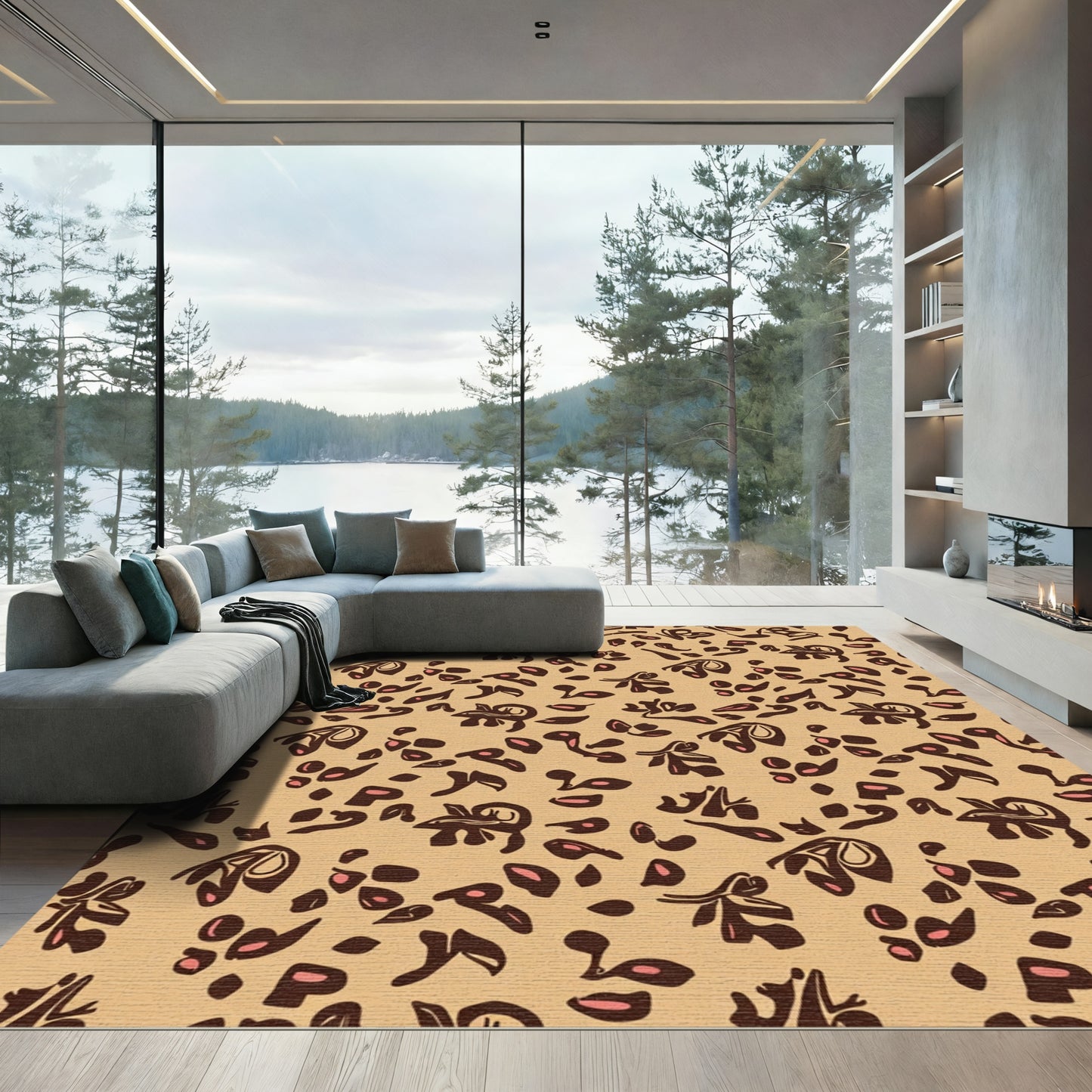 Tan Brown Animal Spot Scatter Rug