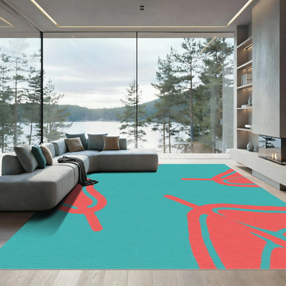 Coral Petal Teal Scatter Rug