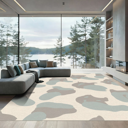 Neutral Earthy Abstract Organic Shapes Rug