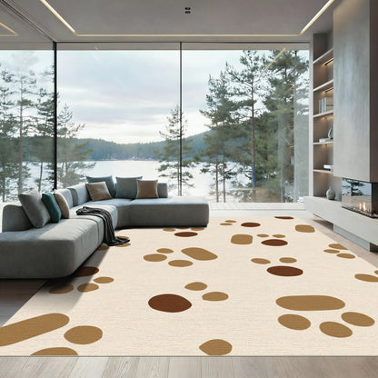 Brown Paw Print Pattern Rug