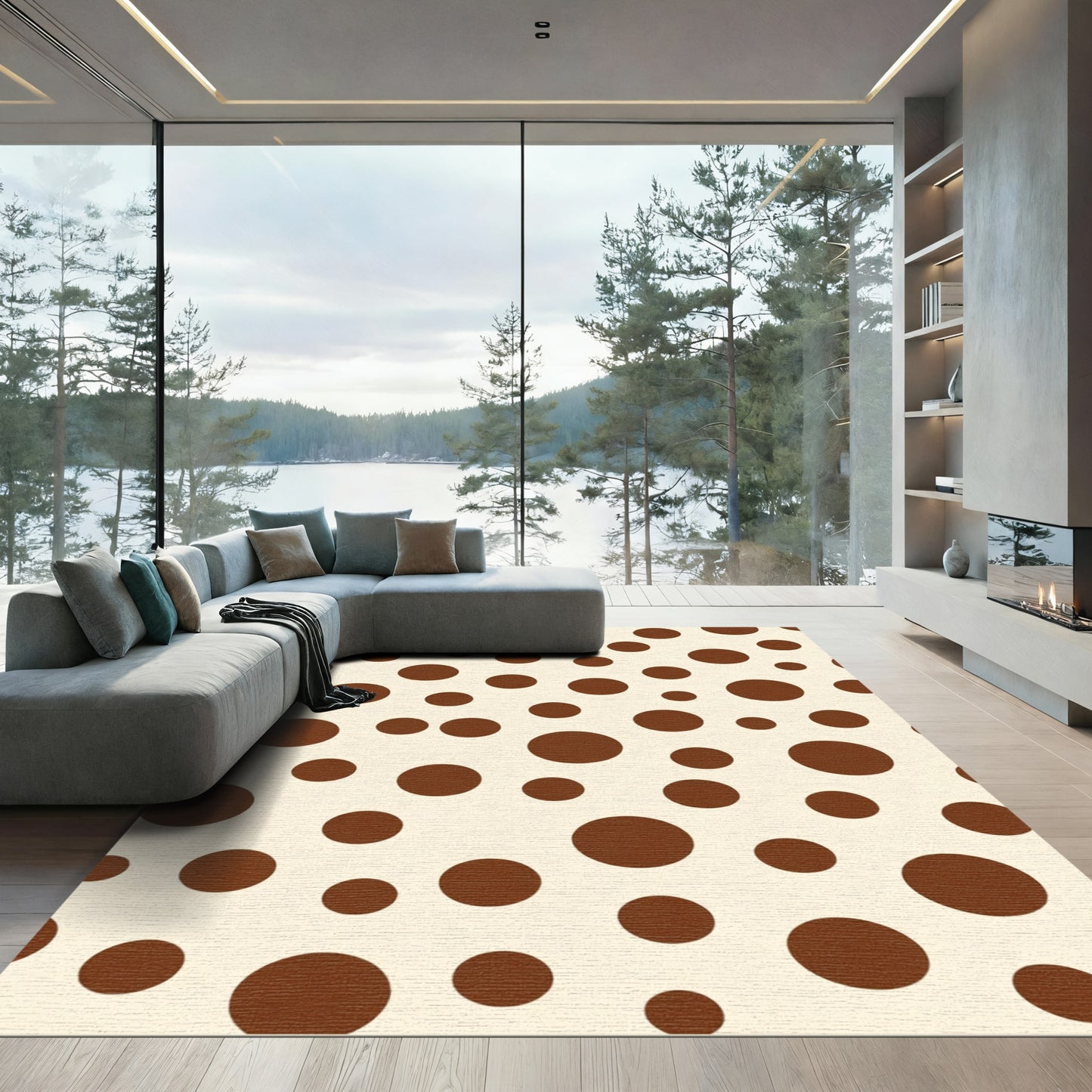 Brown Polka Dot Dispersion Rug