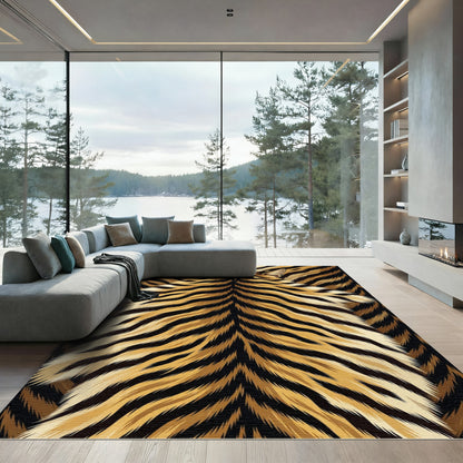 Golden Tiger Fur Stripes Rug