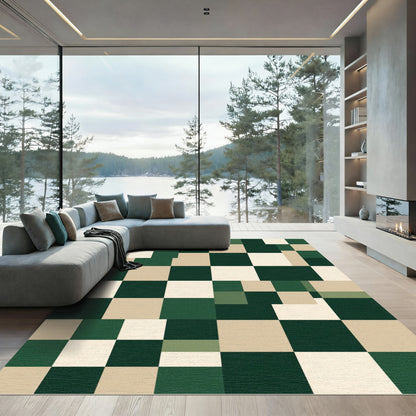 Mid Century Modern Checkered Squares Rug