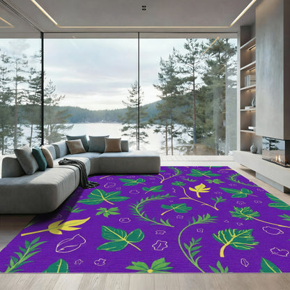 Purple And Green Leafy Vine Rug