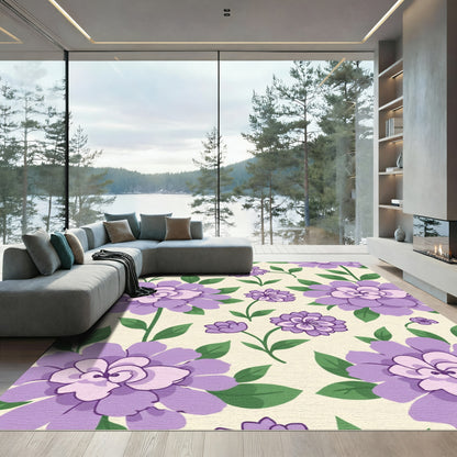Tender Purple Floral Garden Rug