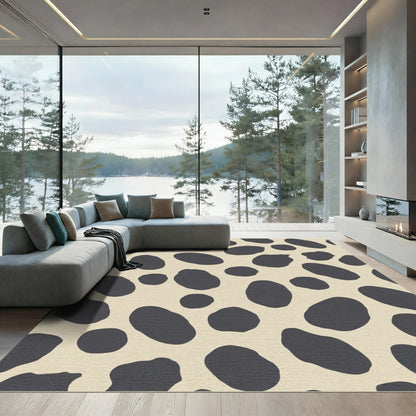 Modern Charcoal Spotted Cream Rug