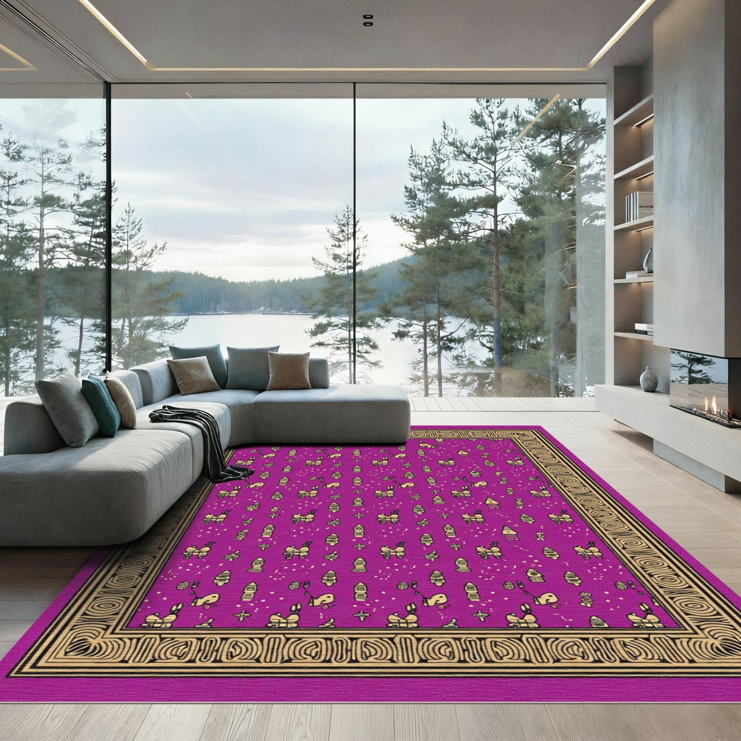 Purple Whimsical Carousel Horse Scatter Rug