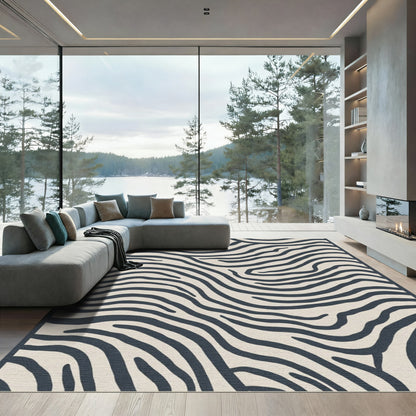 Navy Organic Zebra Stripe Rug