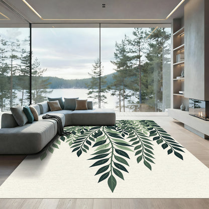 Green Foliage Cascading Branch Art Rug