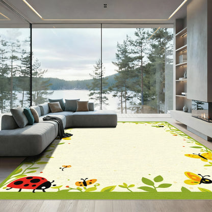Whimsical Ladybugs and Butterflies Border Rug