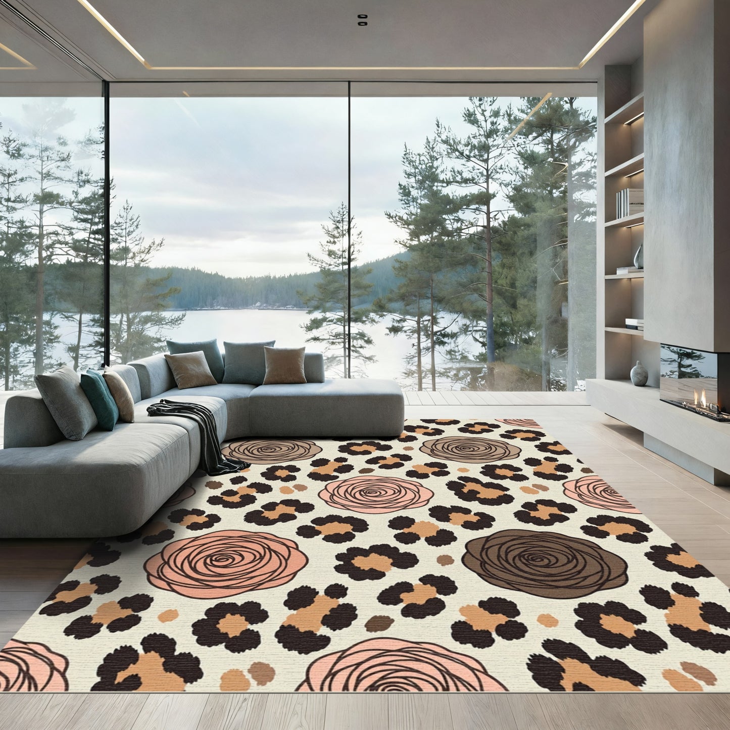 Blush Rose Leopard Spots Animal Fusion Rug
