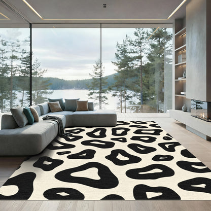 Black Cream Leopard Spot Rug