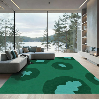 Teal Clover Bloom Organic Rug