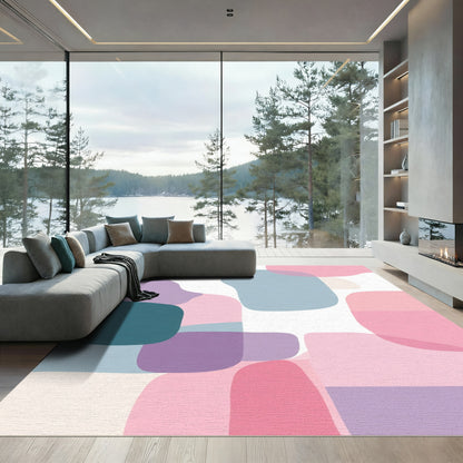 Pastel Pink Blue Organic Shapes Rug