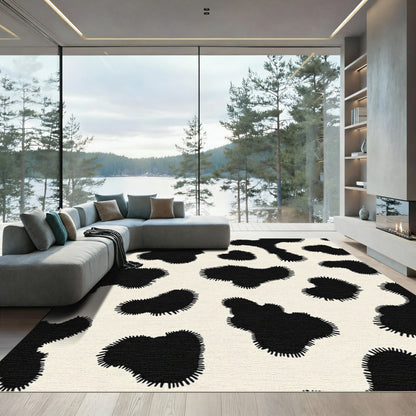 Black Cream Jagged Spots Rug