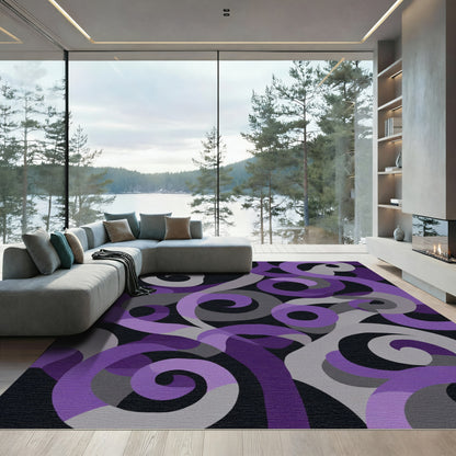 Purple Gray Swirl Ribbon Abstract Rug