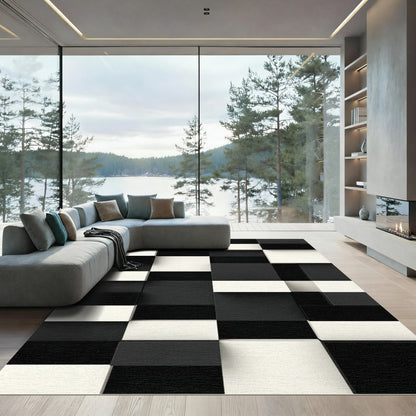 Contemporary Abstract Pixelated Grid Rug