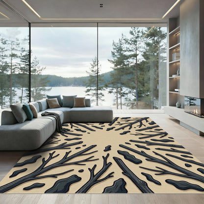 Charcoal Branch Radial Earthy Rug