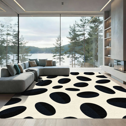 Cream Black Oval Spots Rug