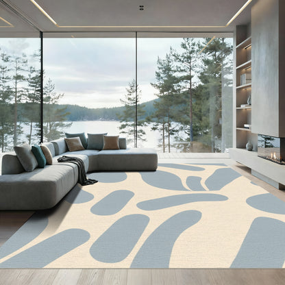 Pale Blue Abstract Organic Shapes Rug