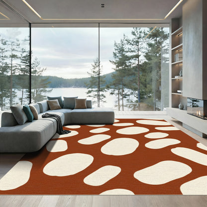 Terracotta Cream Abstract Blob Composition Rug